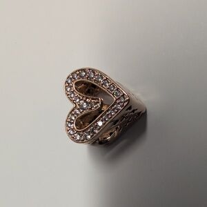 Pandora Rose Gold Heart Charm with Clear Stones
